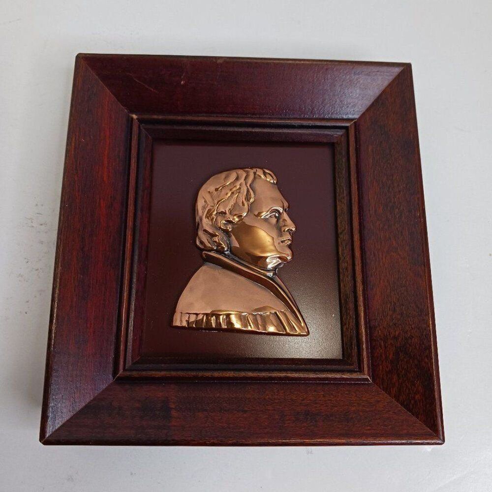 Vintage Metal Victorian Style Small Men Bust in Frame